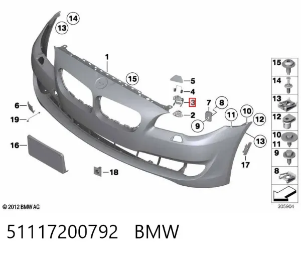 Consola de fixação do injetor 51117200792 BMW