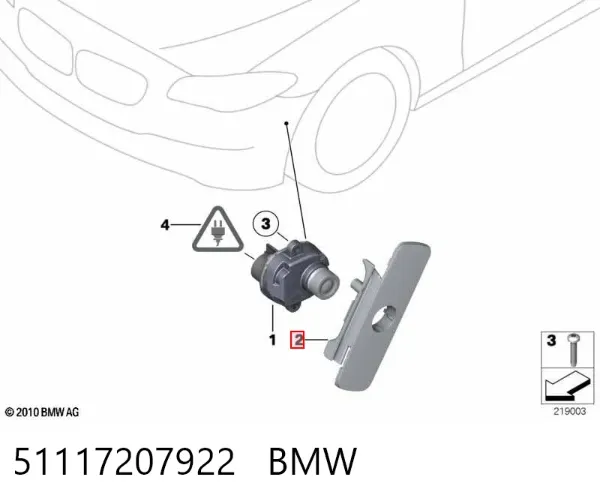 Consola externa direita do pára-choque dianteiro 51117207922 BMW