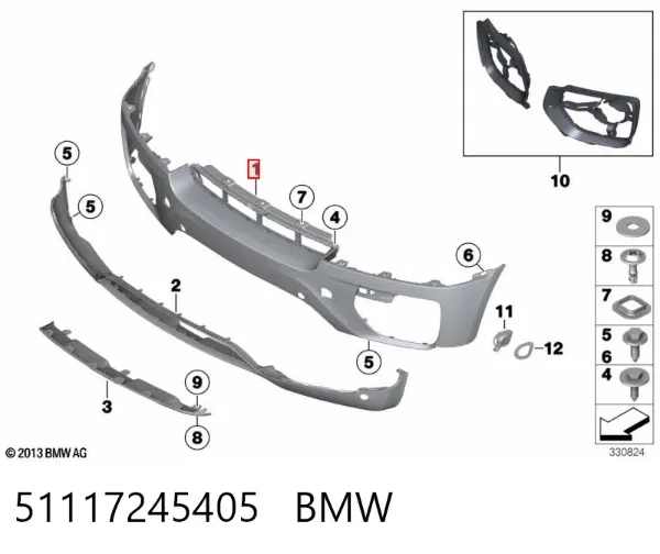 Pára-choque dianteiro 51117245405 BMW