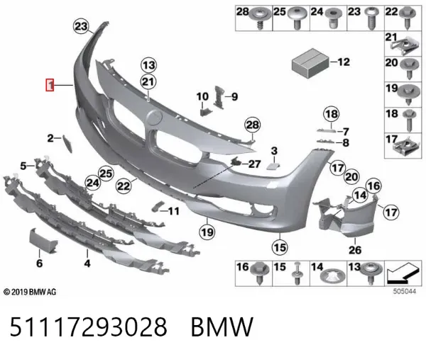 Pára-choque dianteiro 51117293028 BMW