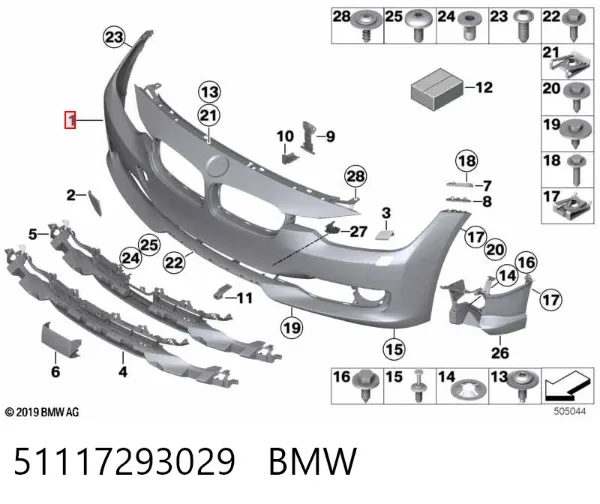 Pára-choque dianteiro 51117293029 BMW
