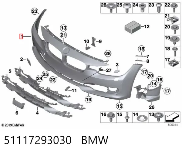 Pára-choque dianteiro 51117293030 BMW