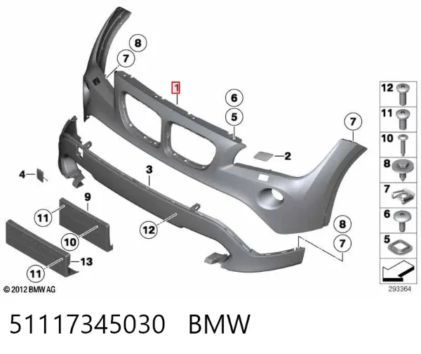 Pára-choque dianteiro 51117345030 BMW