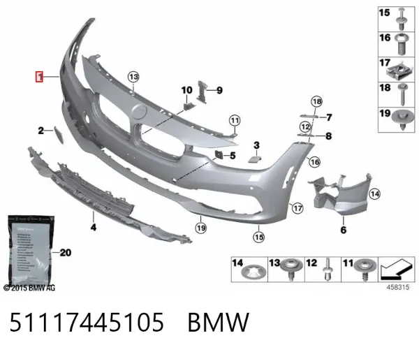Pára-choque dianteiro 51117445105 BMW