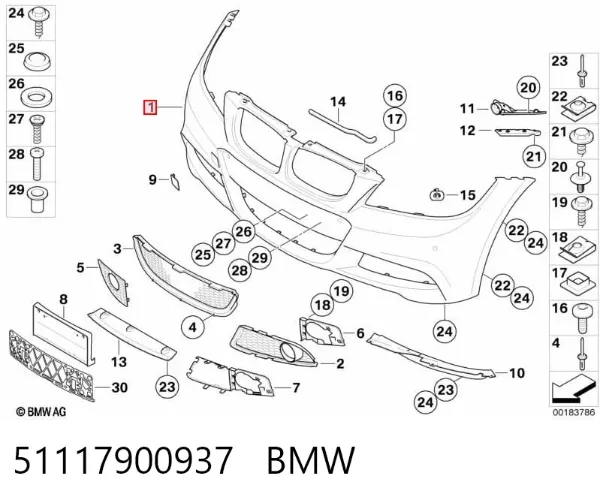 Pára-choque dianteiro 51117900937 BMW