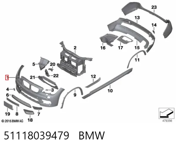 Pára-choque dianteiro 51118039479 BMW