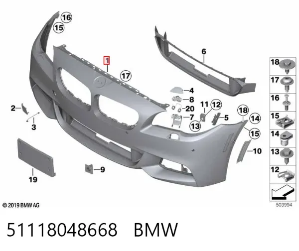 Pára-choque dianteiro 51118048668 BMW