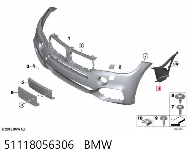 Defletor do pára-choque dianteiro 51118056306 BMW