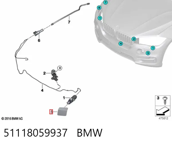 Placa sobreposta do injetor de fluido para lavador da luz dianteira 51118059937 BMW