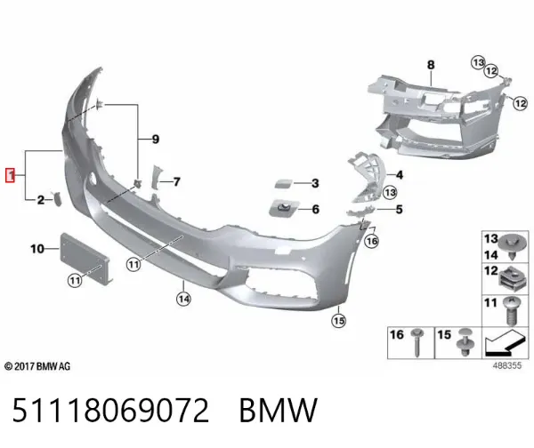 Pára-choque dianteiro 51118069072 BMW