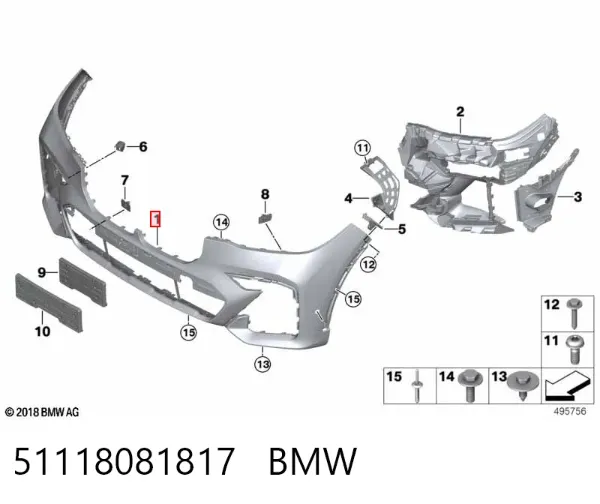 Pára-choque dianteiro 51118081817 BMW