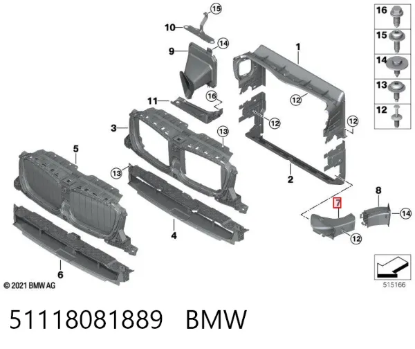Conduto de ar do freio de disco esquerdo 51118081889 BMW