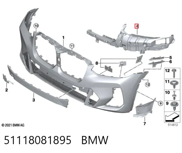 Consola do pára-choque dianteiro esquerdo 51118081895 BMW