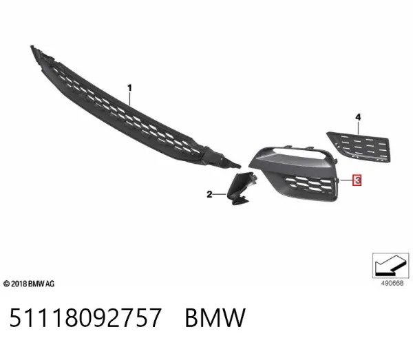 Grelha do radiador esquerda 51118092757 BMW