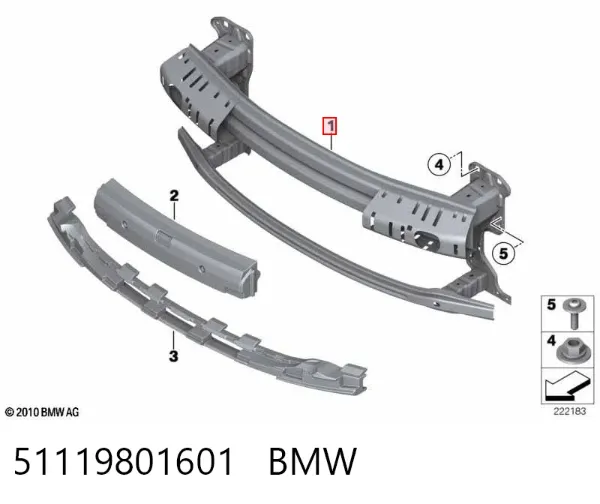 Reforçador do pára-choque dianteiro 51119801601 BMW