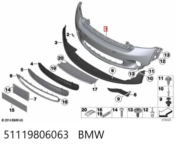 Pára-choque dianteiro 51119806063 BMW
