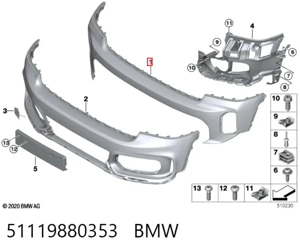 Pára-choque dianteiro 51119880353 BMW