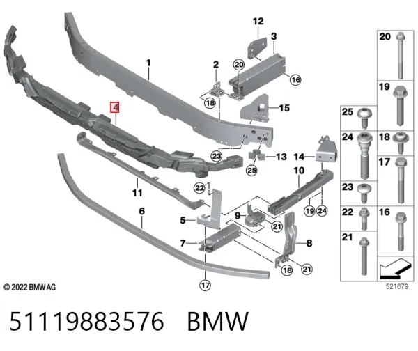 Absorvedor (enchido) do pára-choque dianteiro 51119883576 BMW