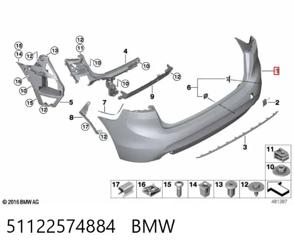 Pára-choque traseiro 51122574884 BMW