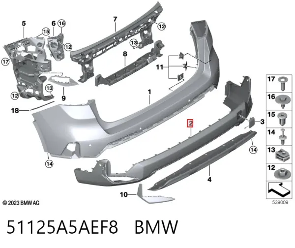 Pára-choque traseiro, parte inferior 51125A5AEF8 BMW
