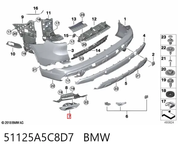 Bocal para o silenciador 51125A5C8D7 BMW