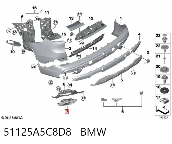 Bocal para o silenciador 51125A5C8D8 BMW