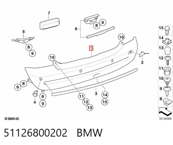 Pára-choque traseiro 51126800202 BMW