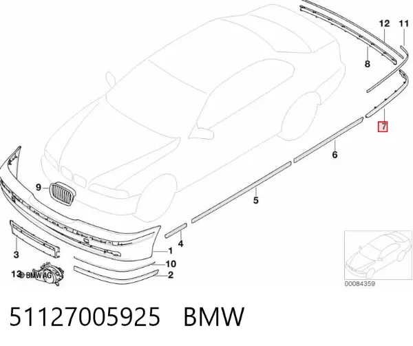 Moldura esquerda do pára-choque traseiro 51127005925 BMW