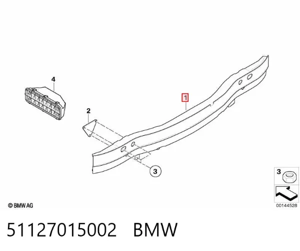 Reforçador do pára-choque traseiro BMW 7 E65, E66, E67
