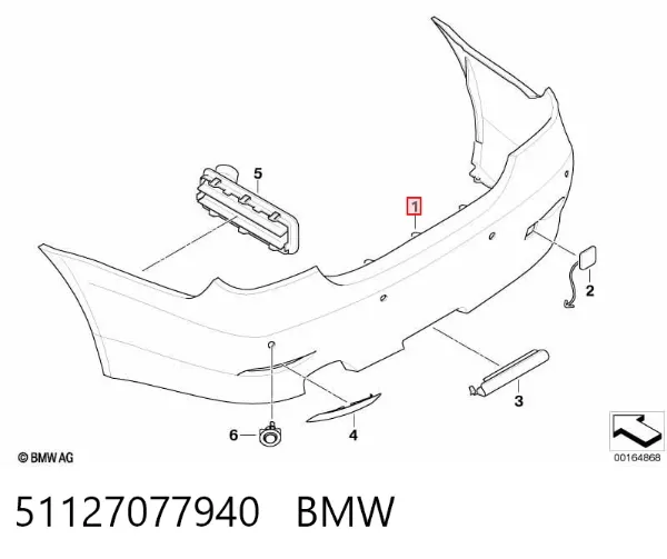 Pára-choque traseiro 51127077940 BMW