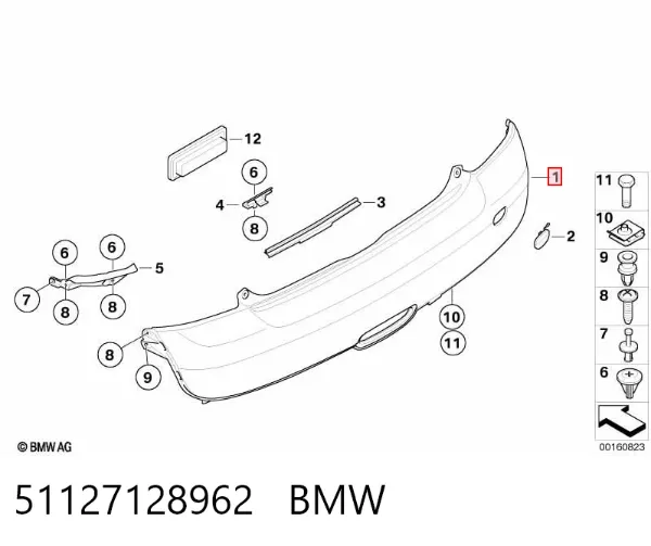 Pára-choque traseiro 51127128962 BMW