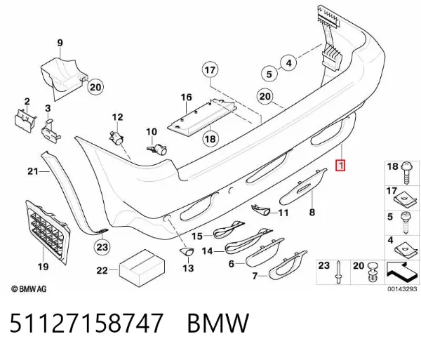 Pára-choque traseiro 51127158747 BMW
