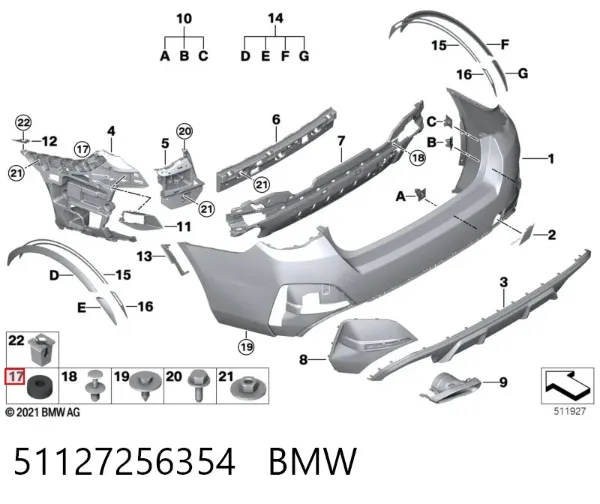 Anel de tubo de admissão do silenciador 51127256354 BMW