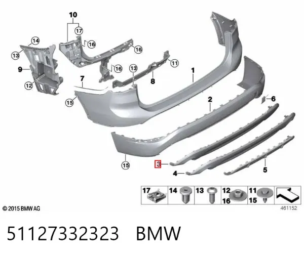 Pára-choque traseiro, parte inferior 51127332323 BMW