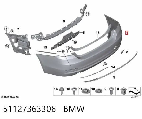 Pára-choque traseiro 51127363306 BMW