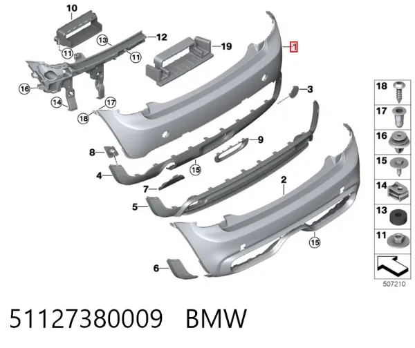 Pára-choque traseiro 51127380009 BMW
