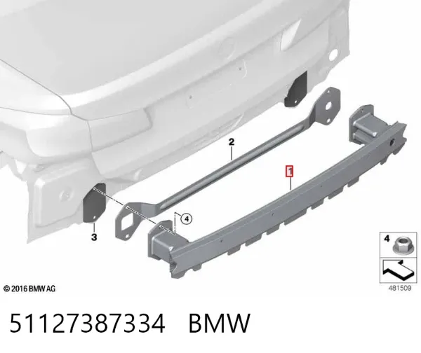 Reforçador do pára-choque traseiro 51127387334 BMW