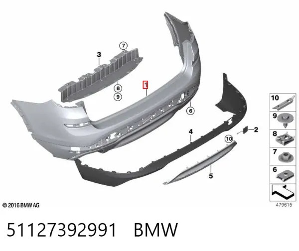 Pára-choque traseiro 51127392991 BMW