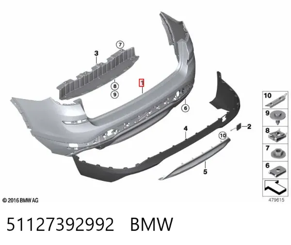 Pára-choque traseiro 51127392992 BMW