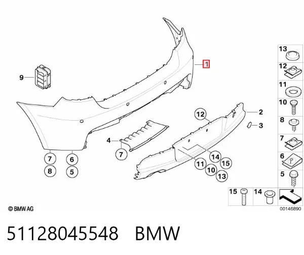 Pára-choque traseiro 51128045548 BMW