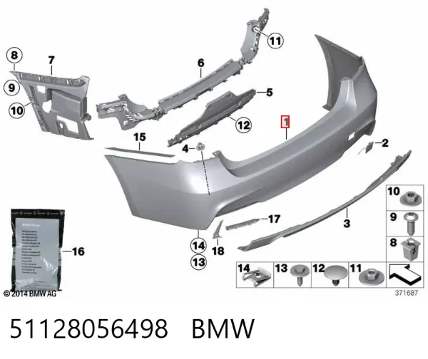 Pára-choque traseiro 51128056498 BMW