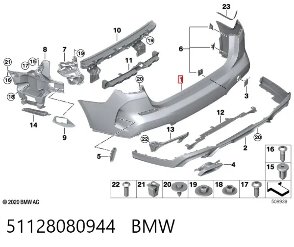 Pára-choque traseiro 51128080944 BMW