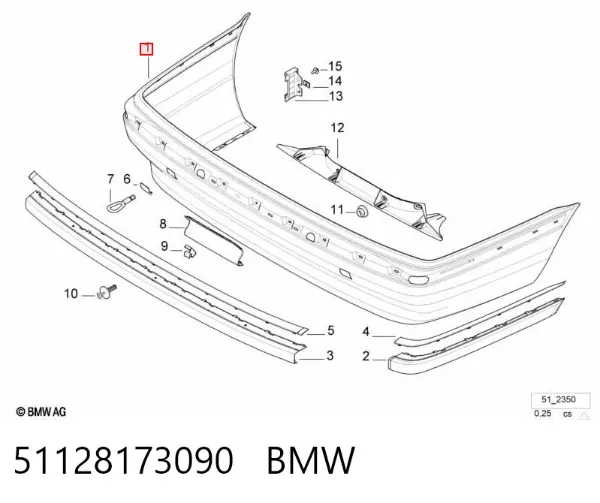Pára-choque traseiro 51128173090 BMW