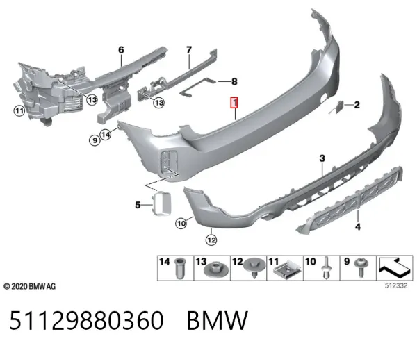 Pára-choque traseiro 51129880360 BMW