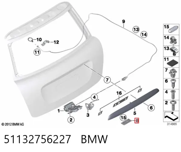 Lanterna da luz de fundo de matrícula traseira 51132756227 BMW