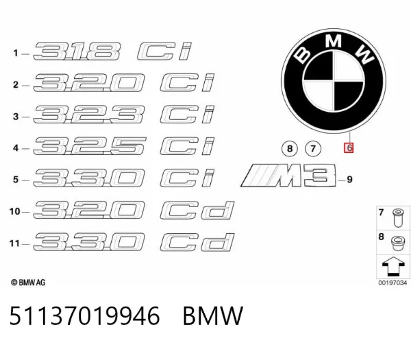 Emblema da capota 51137019946 BMW