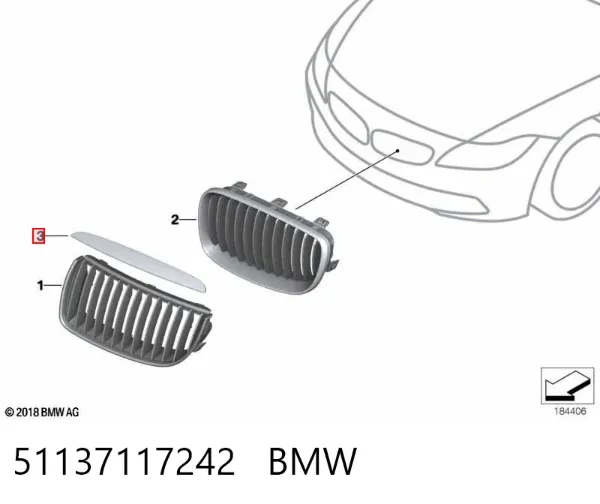 Moldura da capota 51137117242 BMW
