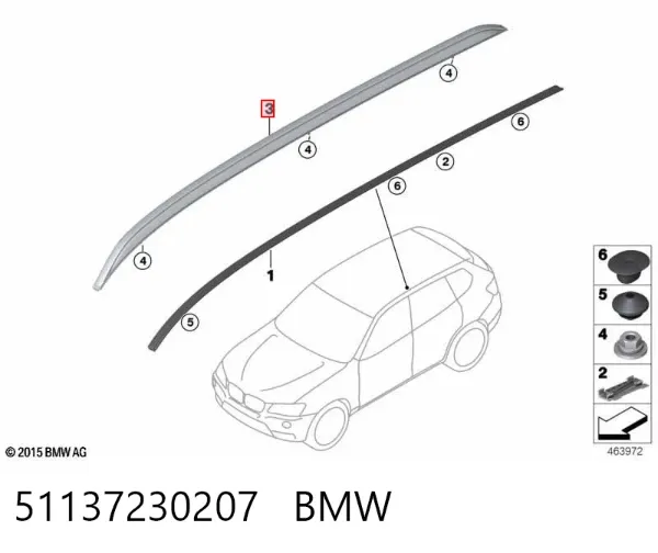 Porta-bagagem do teto esquerdo 51137230207 BMW
