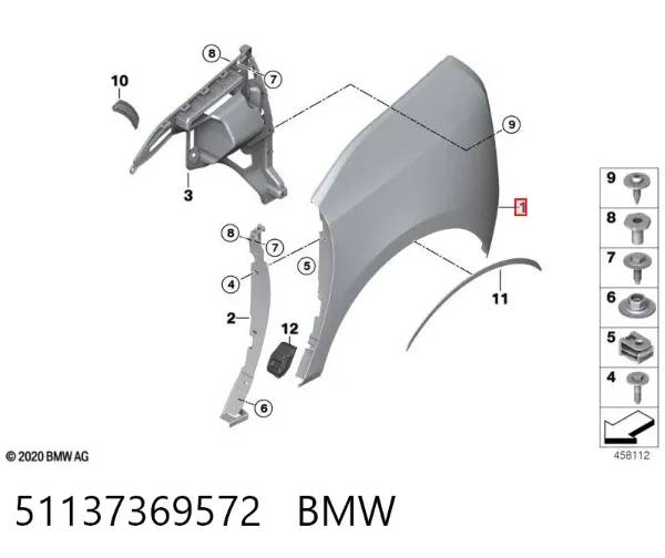 Pára-lama traseiro direito 51137369572 BMW