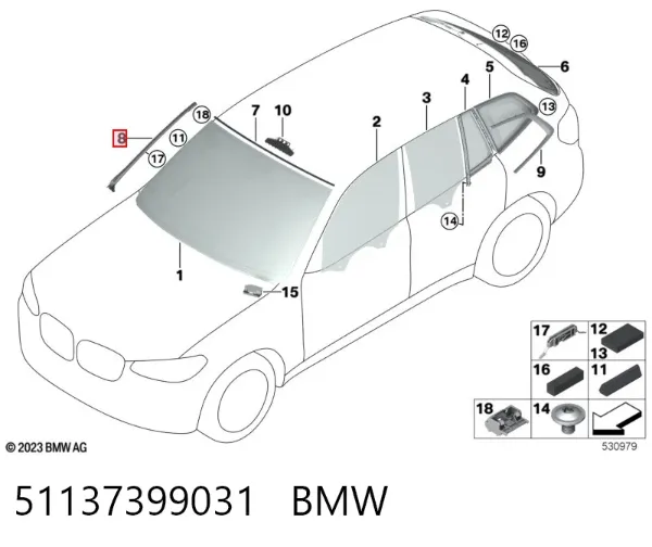 Dreno de pára-brisas, bofes 51137399031 BMW